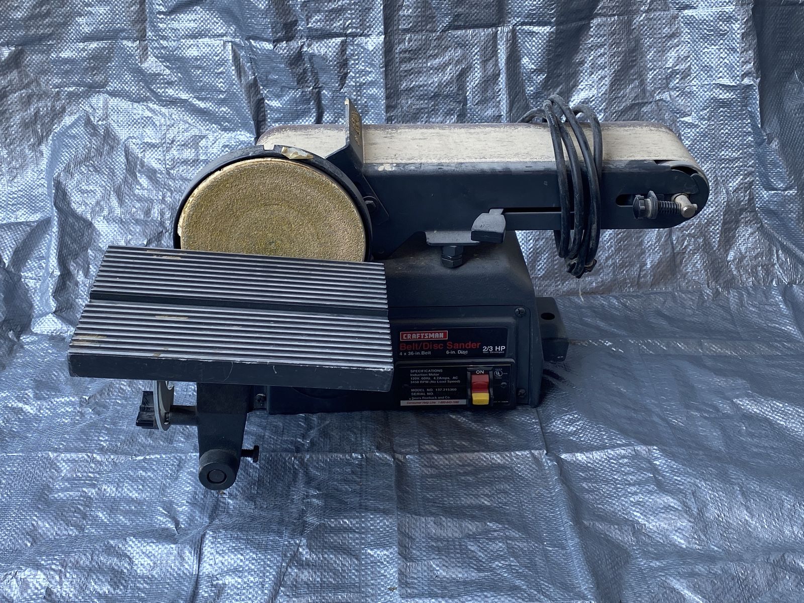Craftsman 4" x 36" Belt / 6" Disc Sander – 2/3 HP Benchtop Sander (Model 137.215360)