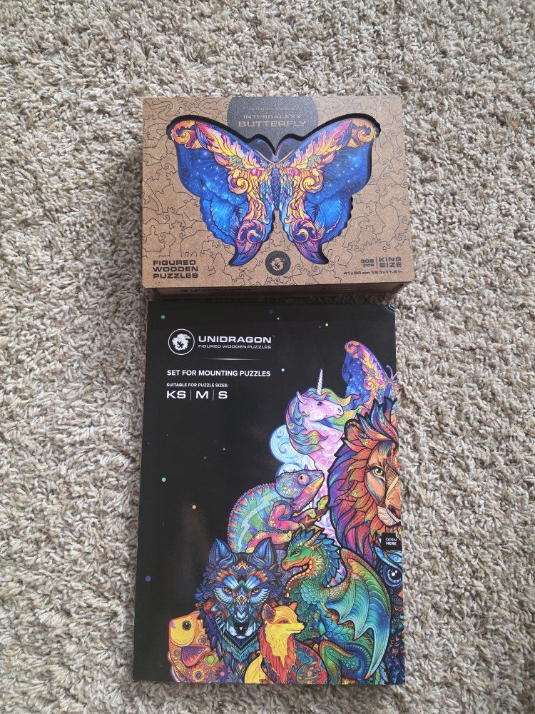 Unidragon Wooden Puzzle Intergalaxy Butterfly King Size + Mounting Set