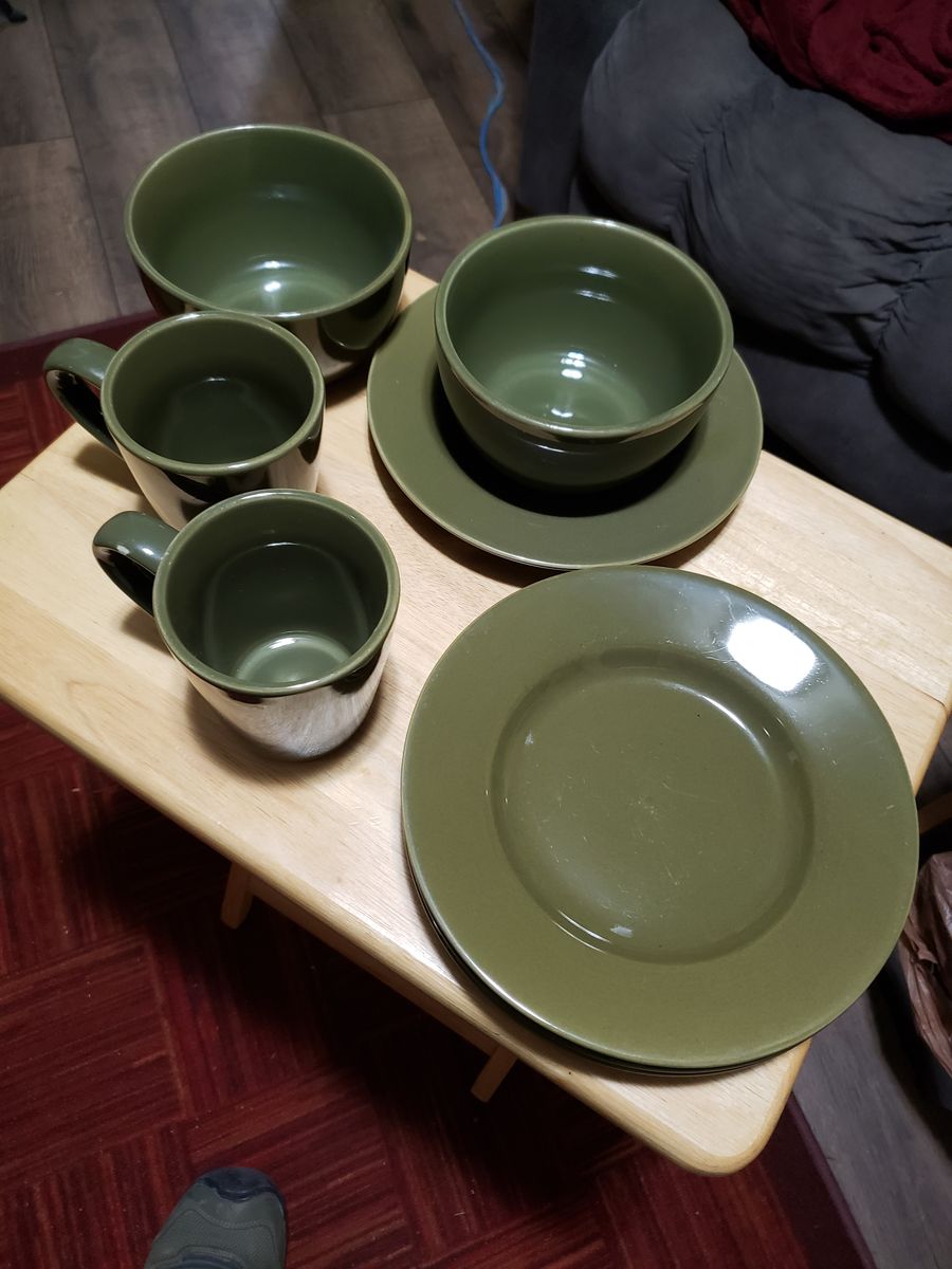 Atomic Age Mid-Century Olive Drab Dinner Wear Set