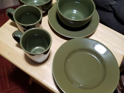 Atomic Age Mid-Century Olive Drab Dinner Wear Set