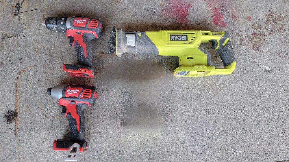 Milwaukee and Ryobi Tools. Average price listed.