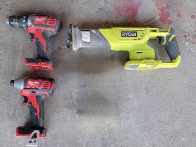 Milwaukee and Ryobi Tools. Average price listed.