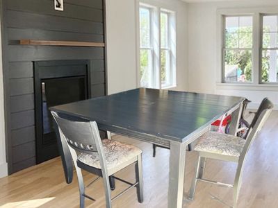 Counter height expandable dining table + 6 chairs