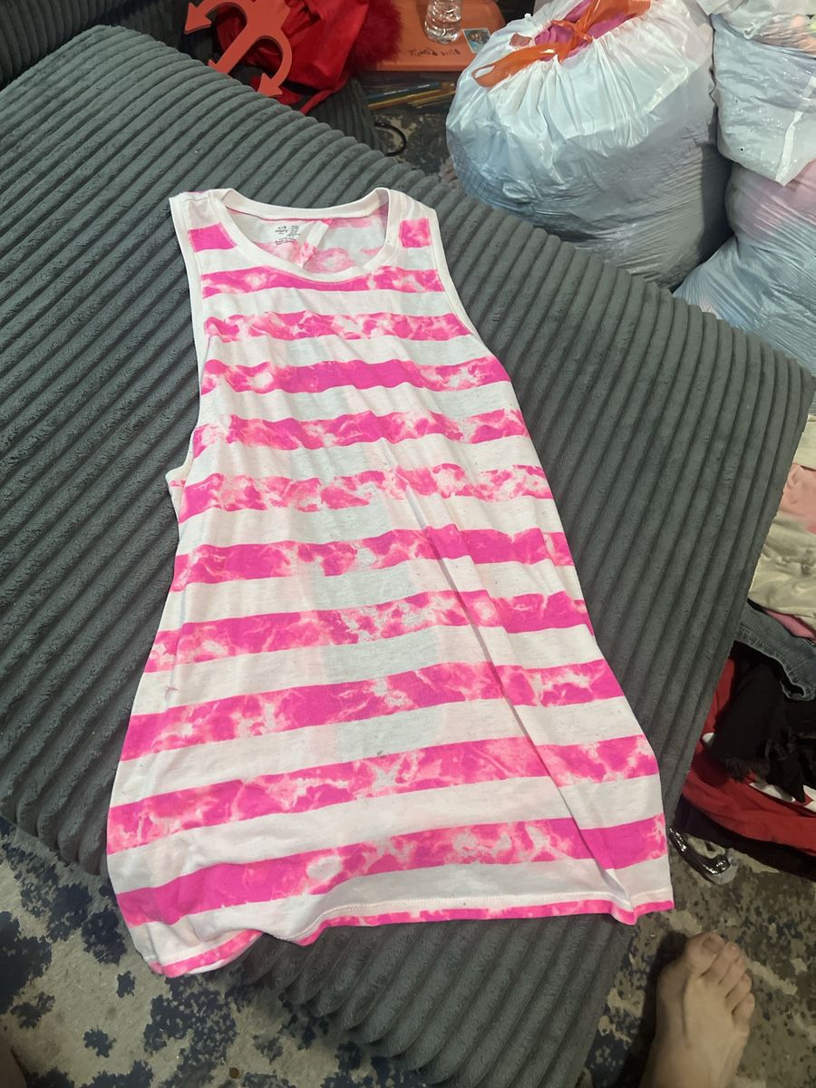 GapFit Pink & White Striped Cool Dry Workout Tank Top XS