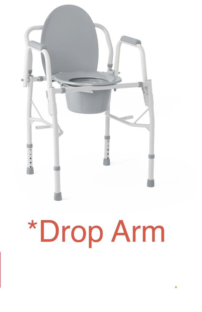 NEW Drop Arm Commode For Difficult Transfers