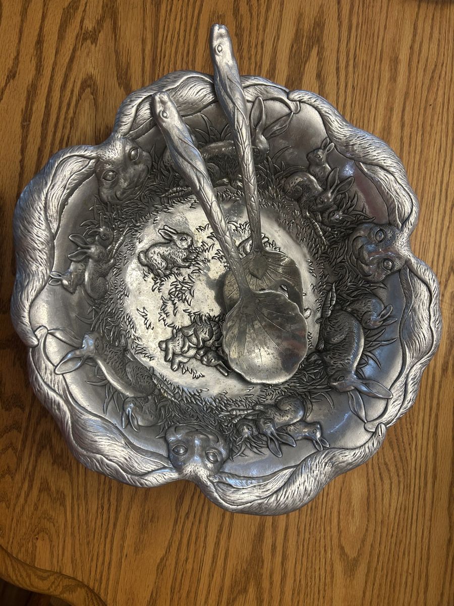 Vintage Arthur Court Bunny Rabbit Salad Bowl Set (includes serving fork & spoon) – $75 OBO
