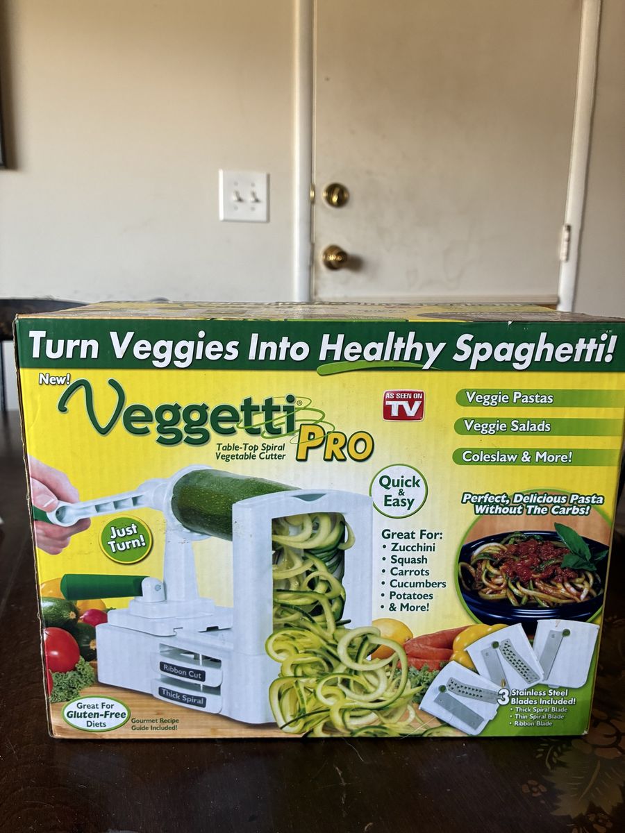 New Veggetti Pro Table-Top Spiral Vegetable Cutter - 3 Stainless Steel Blades for Zucchini, Carrots