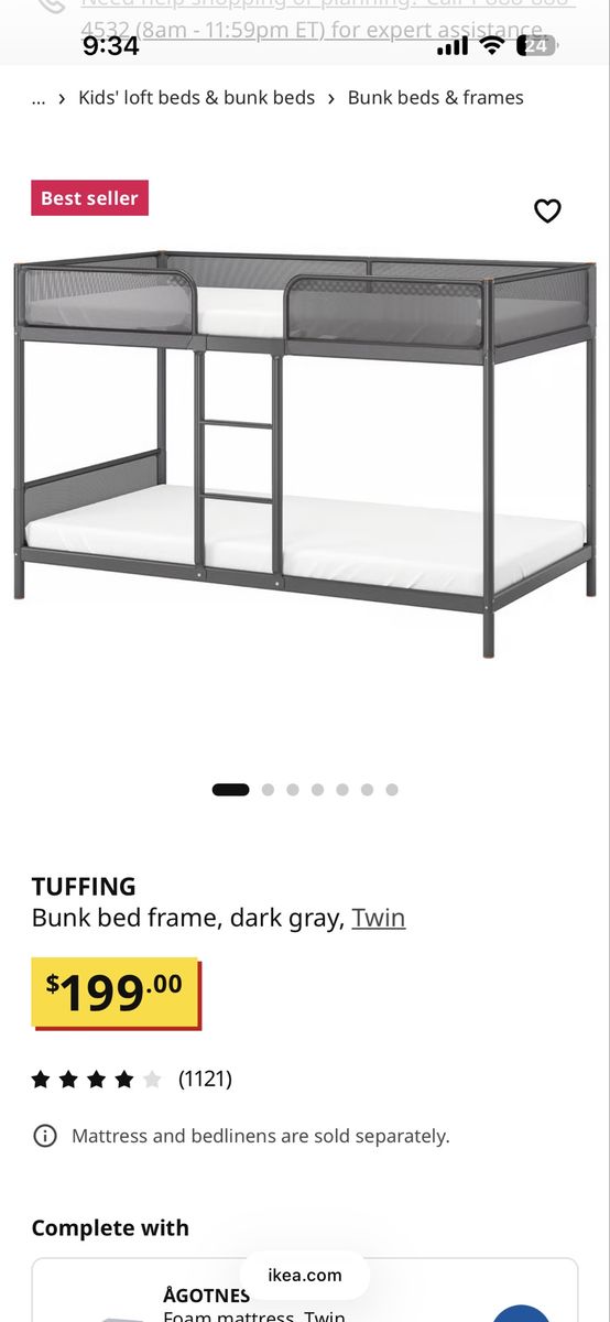 TUFFING Bunk bed frame, dark gray, Twin ikea