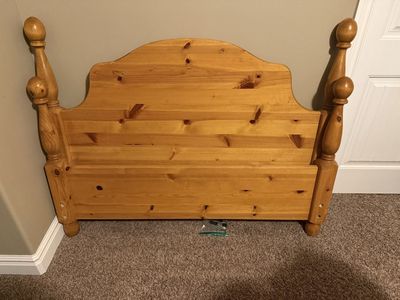 Full Size Solid Wood Bed Set - Headboard, Footboard, Rails, Mattress, Box Spring & Dressers