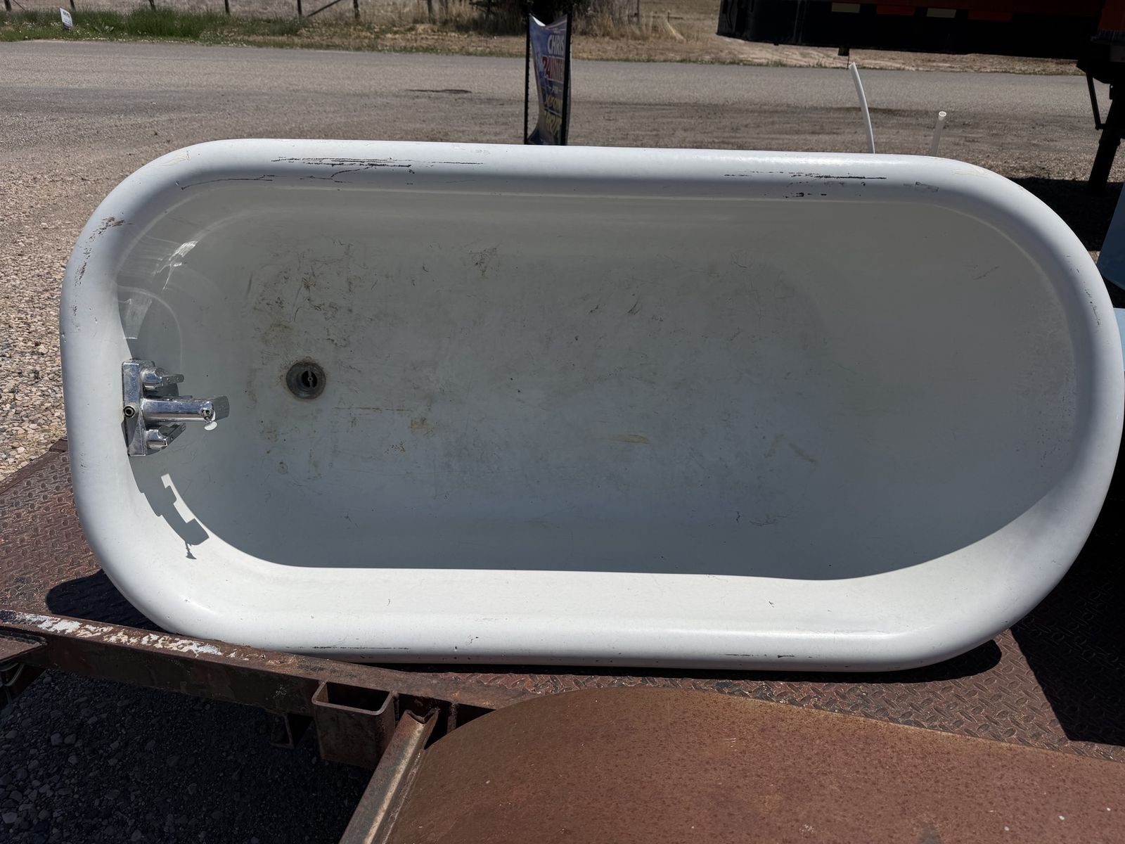 Vintage Cast Iron Claw Foot Bathtub - White Porcelain Enamel - Hardware Included