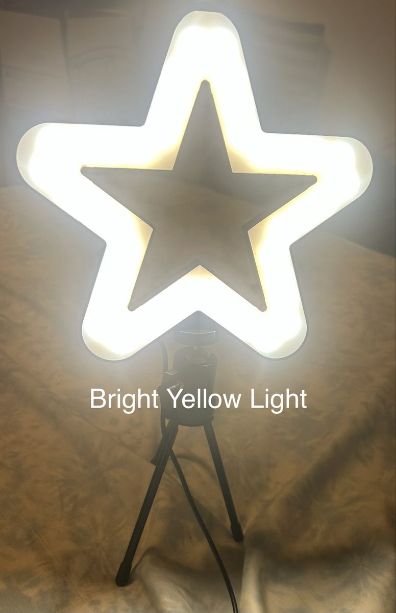 Star Shaped Ring Light Tripod with 3 Adjustable Light and Intensity Settings USB Input