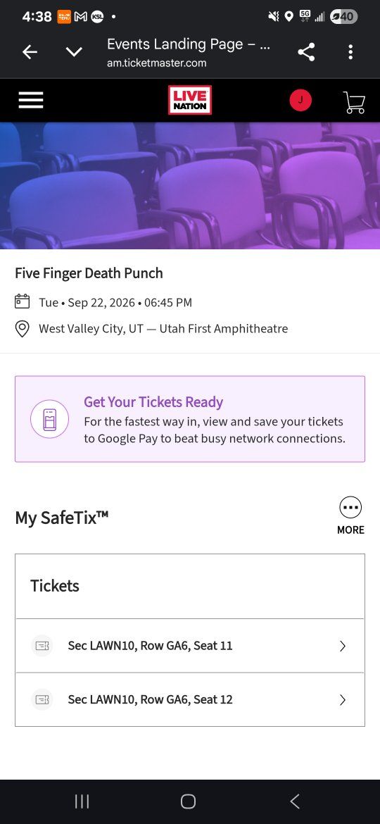 Five Finger Death Punch Concert Tickets - Sep 22, 2026 - Utah First Amphitheatre - 2 Lawn Seats