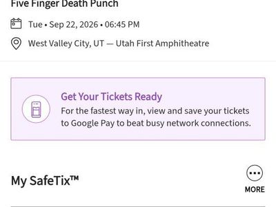 Five Finger Death Punch Concert Tickets - Sep 22, 2026 - Utah First Amphitheatre - 2 Lawn Seats