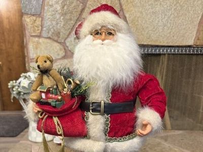 Karen Didion Originals Collectible Santa Claus Figure with Toy Bag Christmas Decor