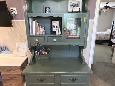 Green Farmhouse Hutch Cabinet / Storage Cabinet