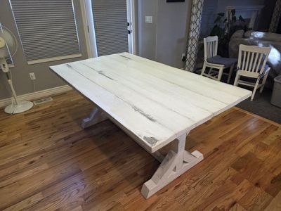 FREE Solid Wood Farmhouse Table – White/Distressed