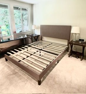 Queen Size Upholstered Platform Bed Frame - Excellent Condition