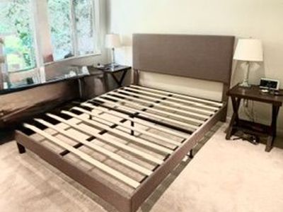 Queen Size Upholstered Platform Bed Frame - Excellent Condition