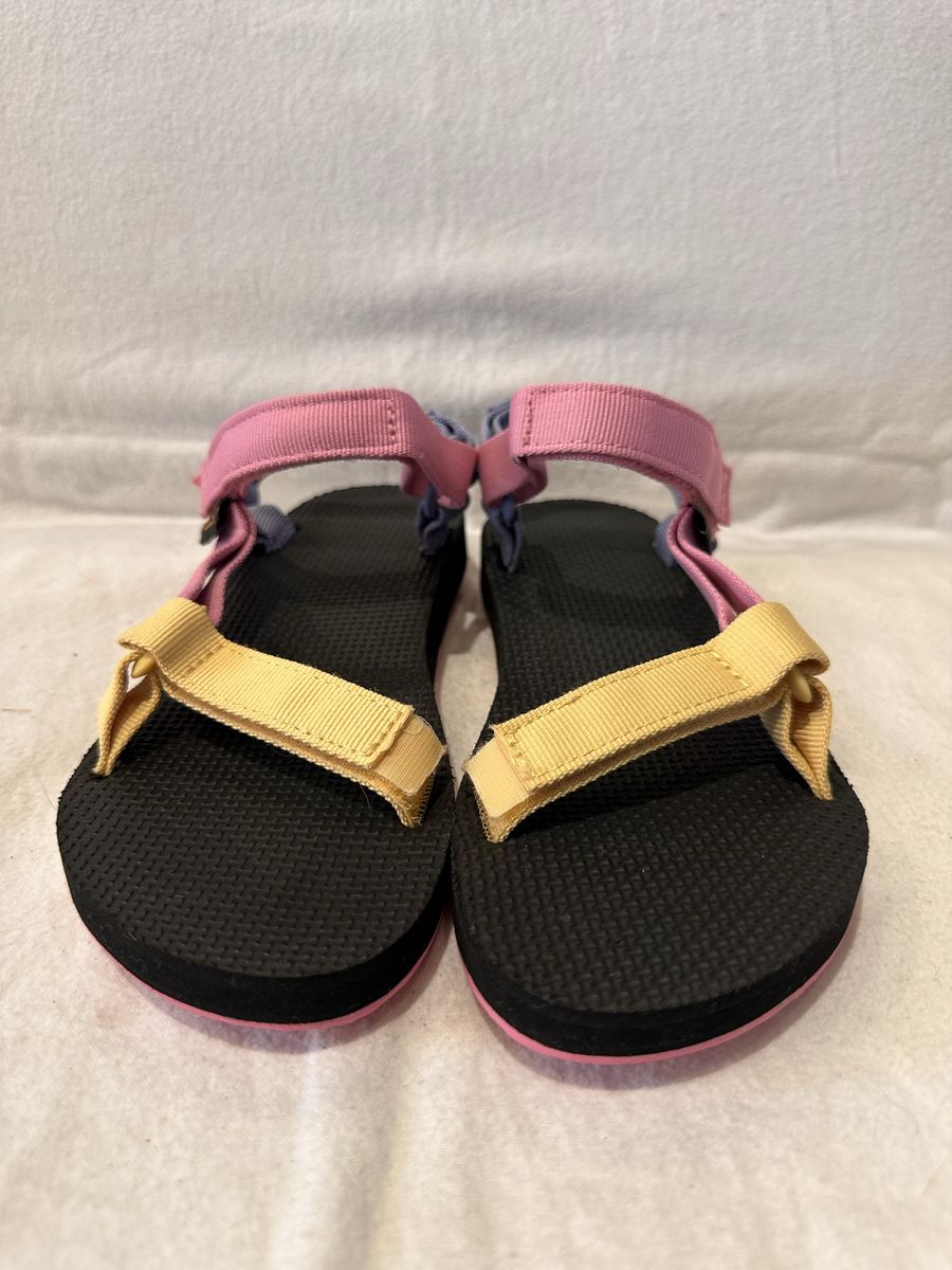 Teva youth size 4 pink/purple/yellow beach sandals