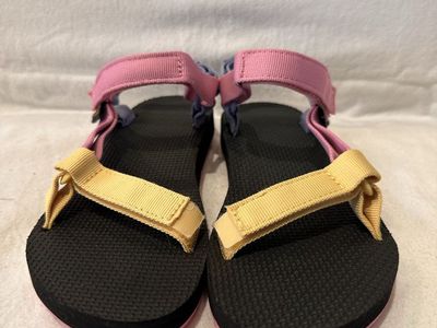 Teva youth size 4 pink/purple/yellow beach sandals