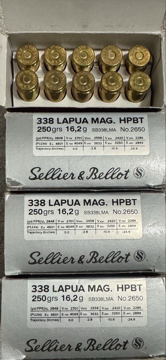 Sellier & Bellot .338 Lapua Magnum 250gr HPBT Ammunition