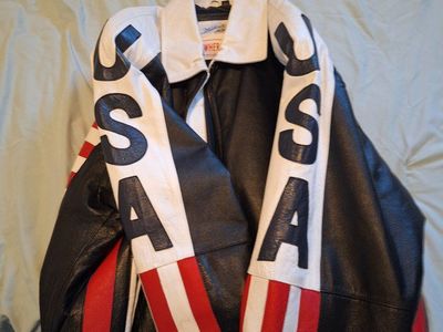 Michael Hoban WHEREMI USA American Flag Leather Bomber Jacket - Men's Size Large