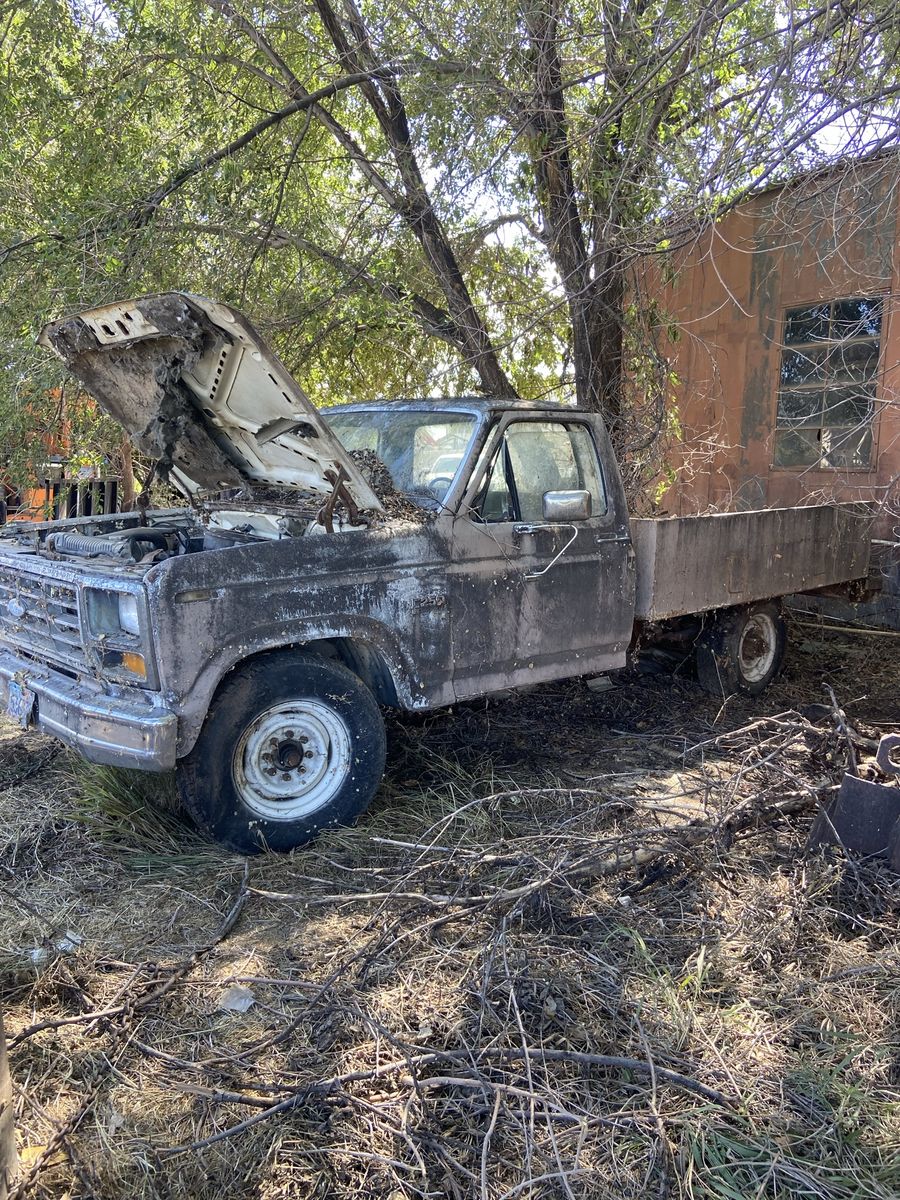 Non-Running Vintage 1983 Ford F-250 Flatbed Truck Project Car