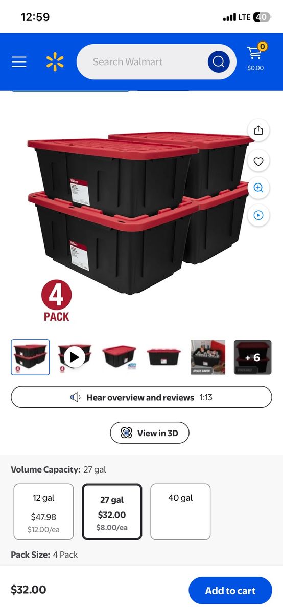HYPER TOUGH 4PK 27GAL STOTRAGE BINS