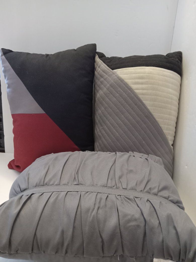 Mainstays Accent Pillow Set - Modern Geometric & Ruched Throw Pillows (Grey, Red, Black, White)