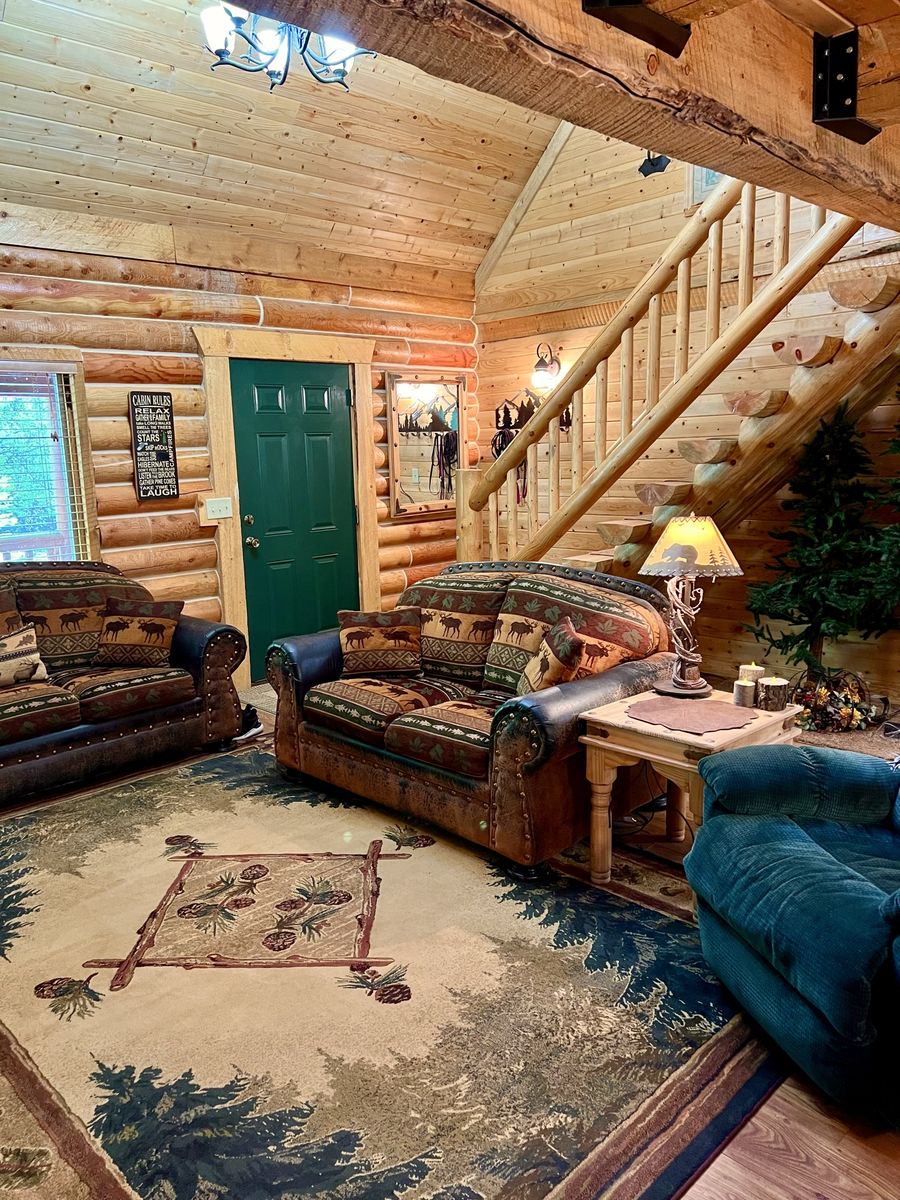 Rustic lodge style sofa