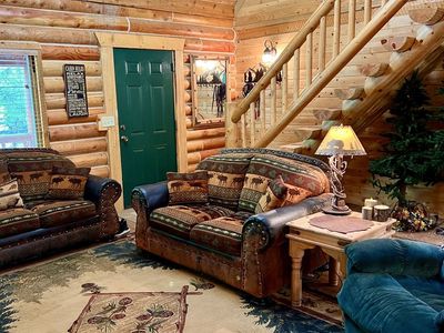 Rustic lodge style sofa