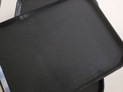 11 Black Non-Slip Serving Trays - Durable Plastic Food Service Bar Cafeteria Platters