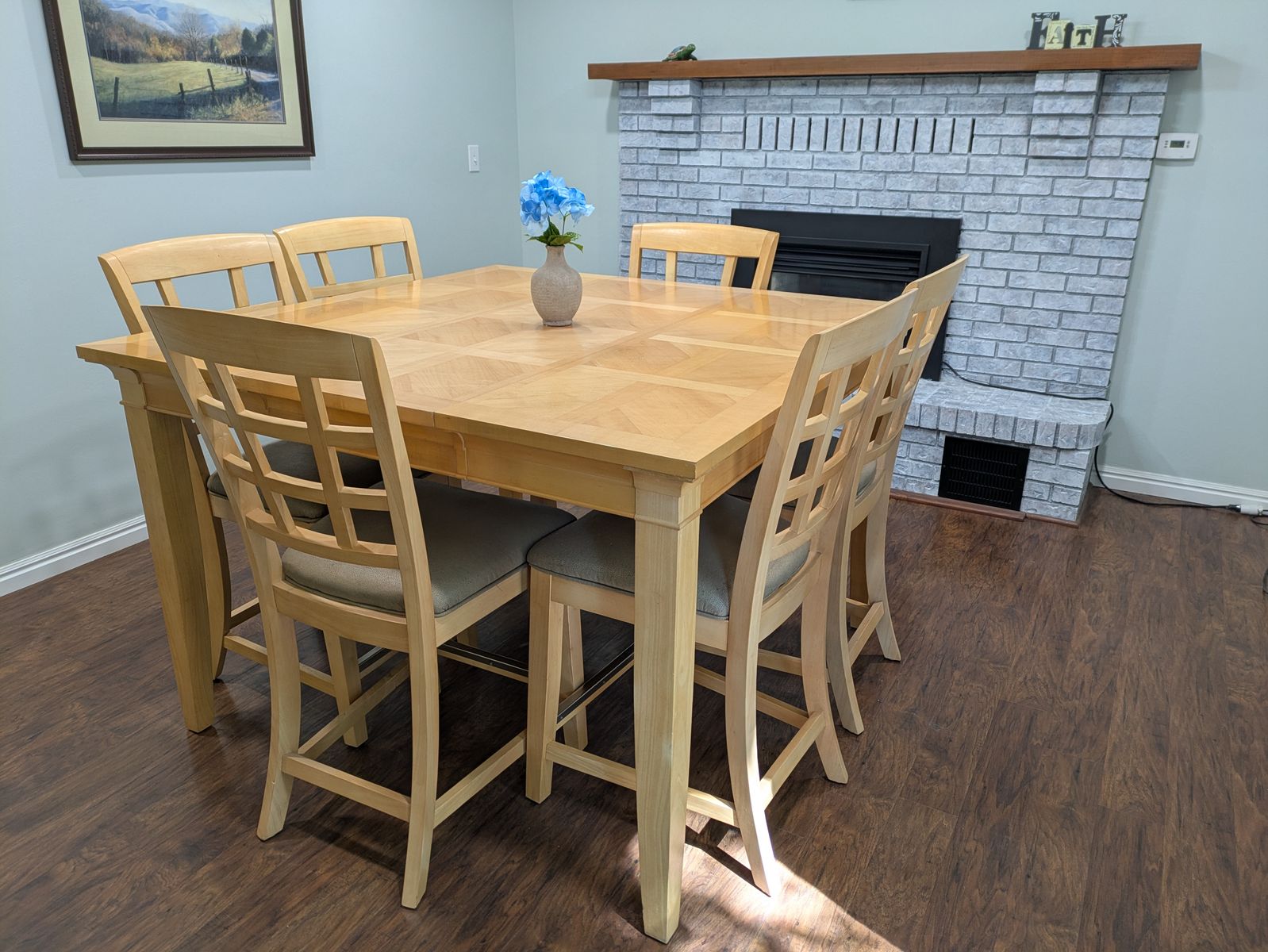 Counter height dining room table with 8 chairs