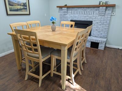 Counter height dining room table with 8 chairs