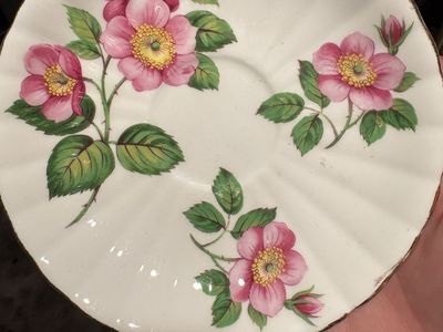 Bone Windsor China England Pink Floral Tea Cup Saucer