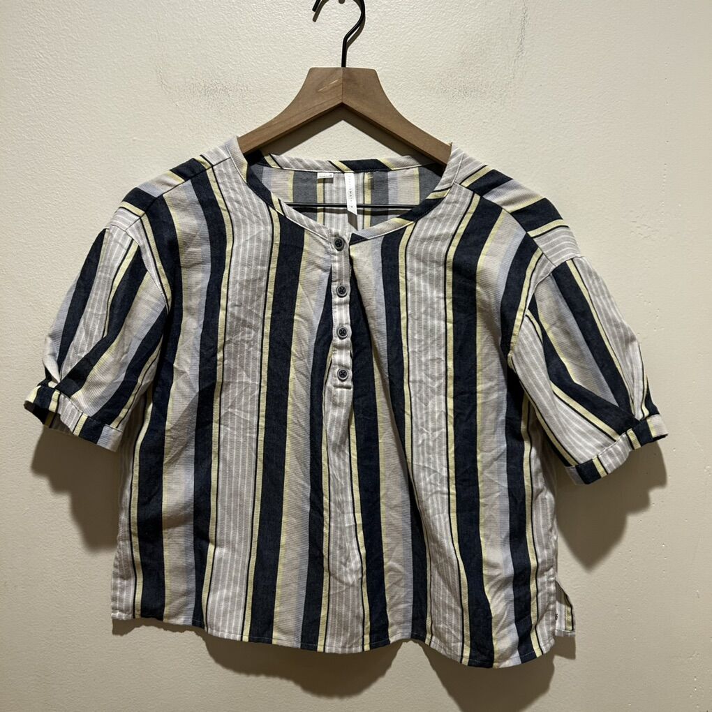 Travis Mathew Blue Striped Babydoll Top Size Small