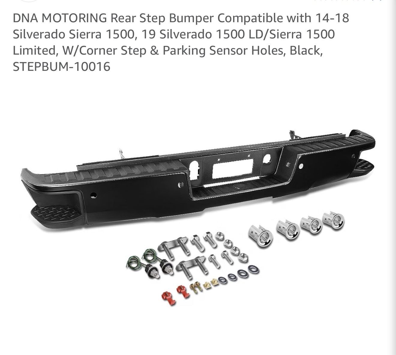 DNA MOTORING Rear Step Bumper Compatible with 14-18 Silverado Sierra 1500, 19 Silverado 1500 LD/Sierra