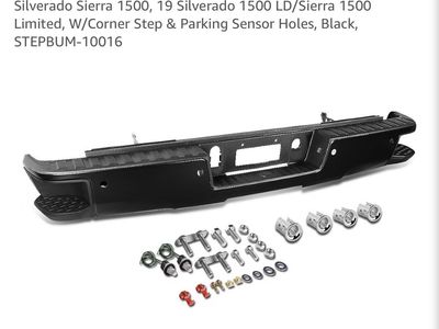 DNA MOTORING Rear Step Bumper Compatible with 14-18 Silverado Sierra 1500, 19 Silverado 1500 LD/Sierra