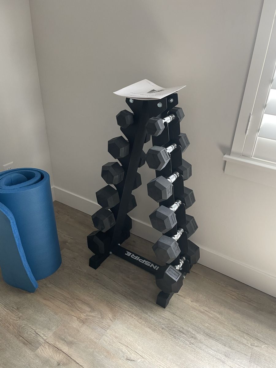 210 lbs dumbbell weight set with rack