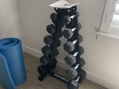 210 lbs dumbbell weight set with rack
