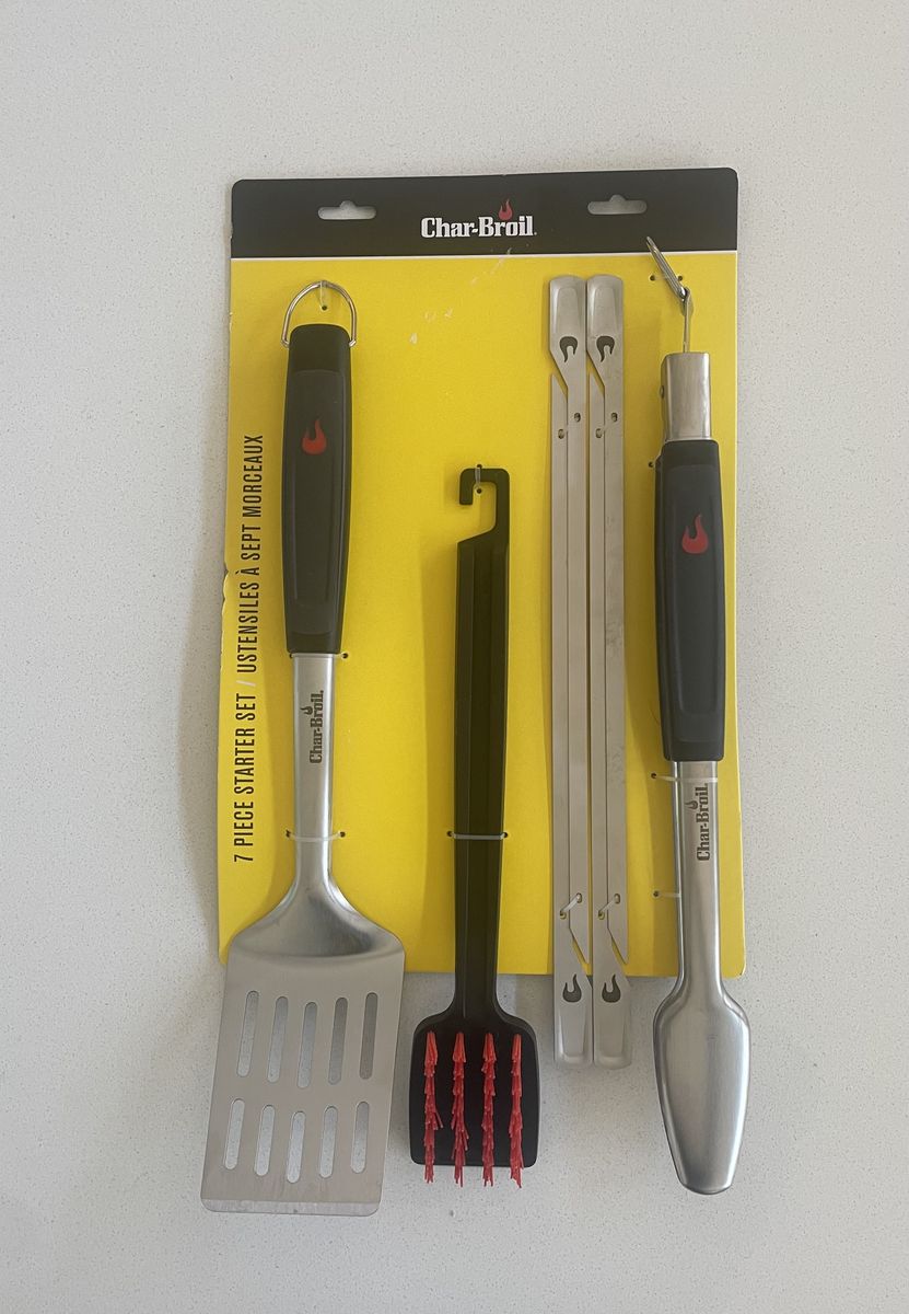 New Char-Broil 7 Pack Stainless Steel BBQ Tool Set