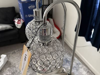 Chrome Crystal Ball LED Table Lamps (Pair) - Modern Decorative Lighting with Marble Base