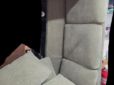 Living Spaces Marques Heritage Green 84" Fabric Sofa with Loose Reversible Back Cushions