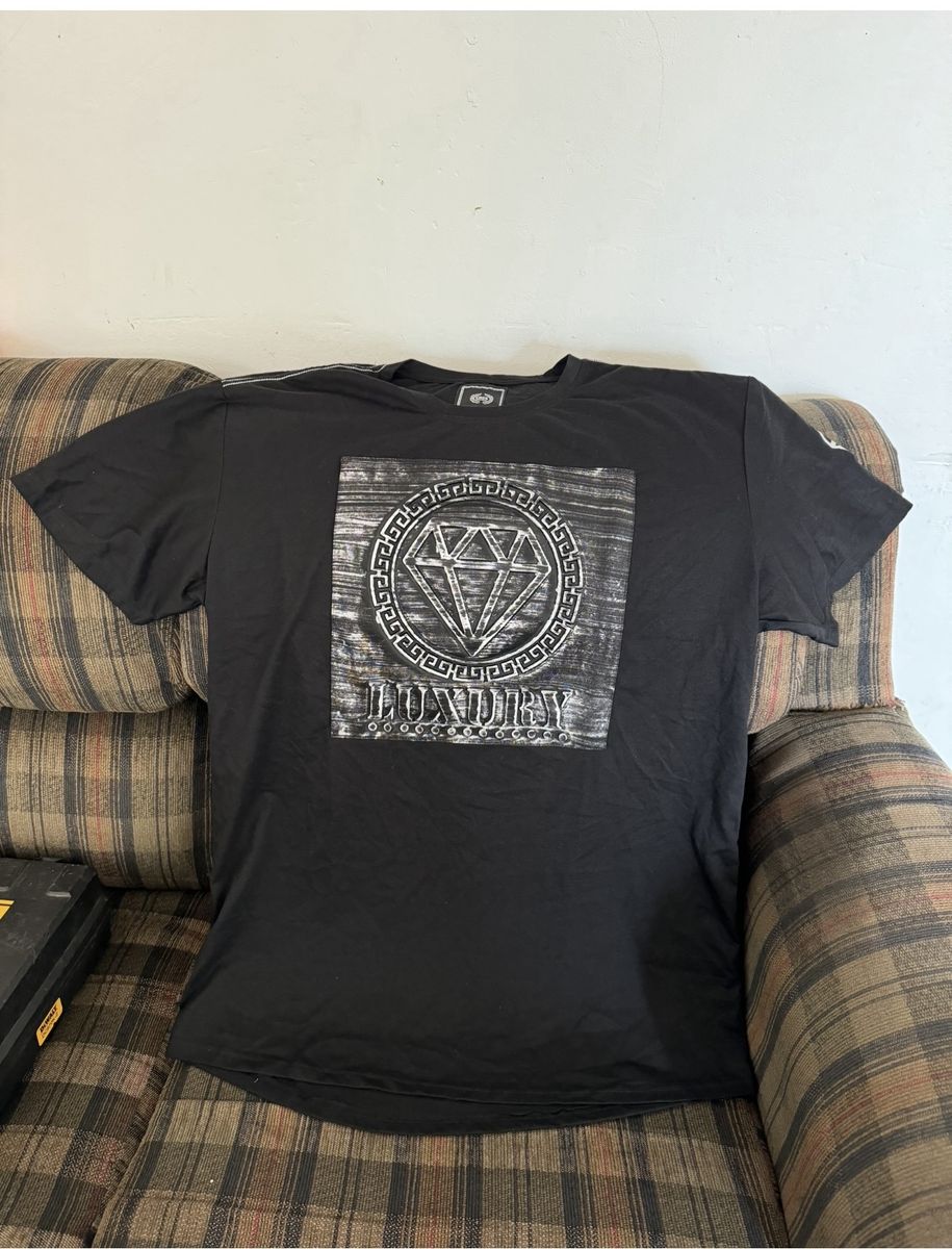 Luxury Black T-Shirt with Diamond Graphic Print