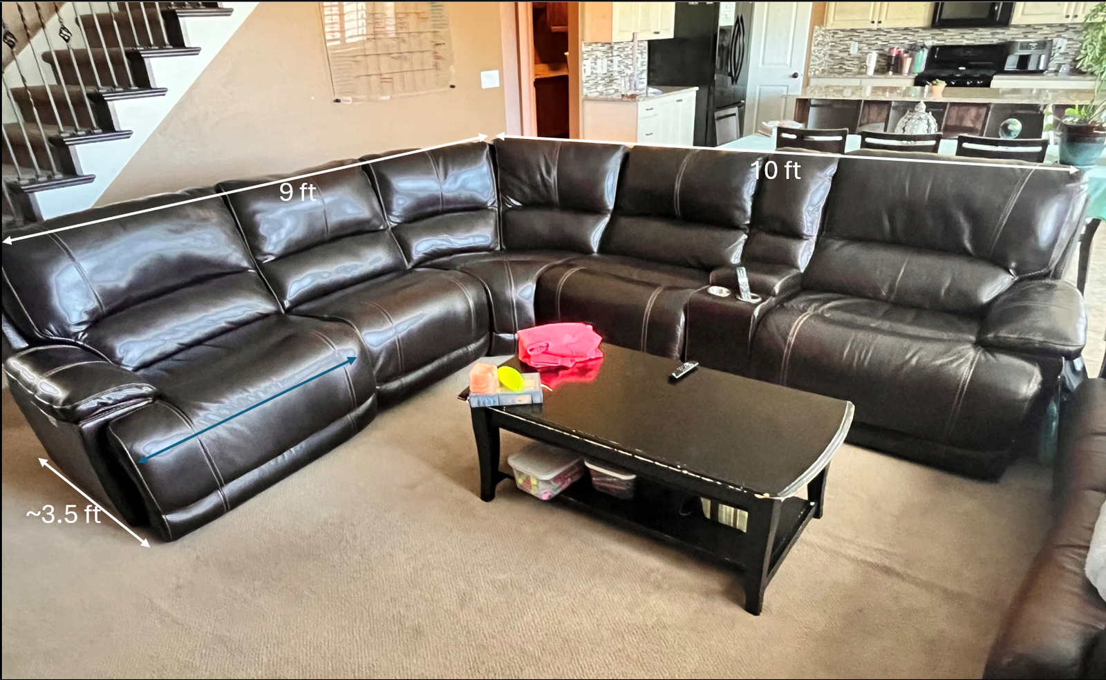Leather Sectional with Power Recliners – 7-Piece Modular Set ($700 OBO)