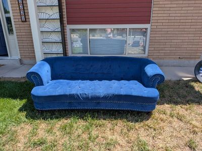 Blue Velvet upholstered couch