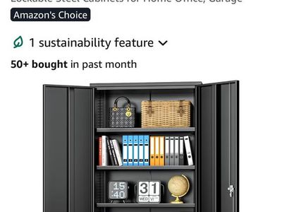 Letaya INTERGREAT 72" Black Metal Locking Steel Storage Cabinet with Shelves for Home, Office, Garage