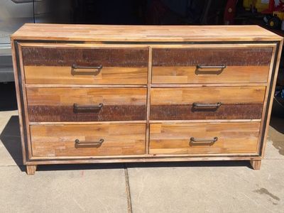 Free Delivery Saturday Rustic 6-drawer dresser is constructed from reclaimed wood 2 real wood nightstands end tables