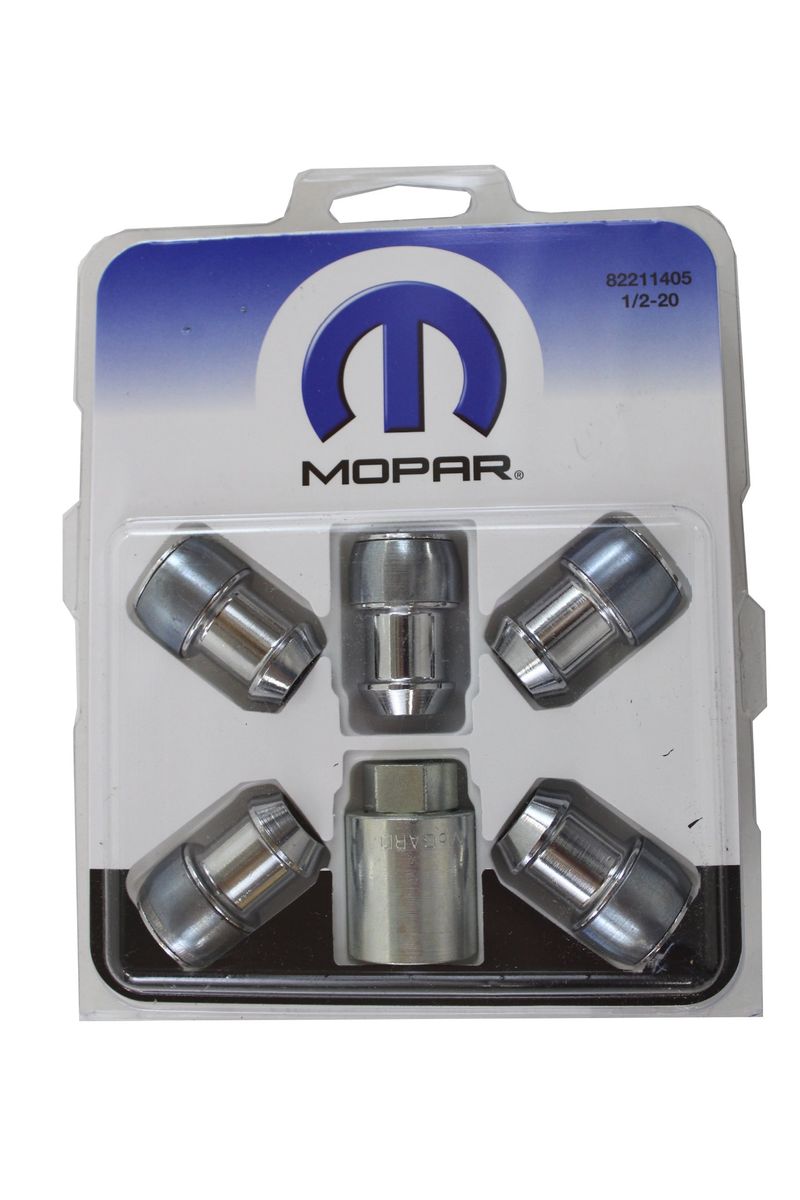 Mopar Genuine Jeep Accessories 1/2-20 Wheel Lock Kit 82211405 5 Lug Nuts Key