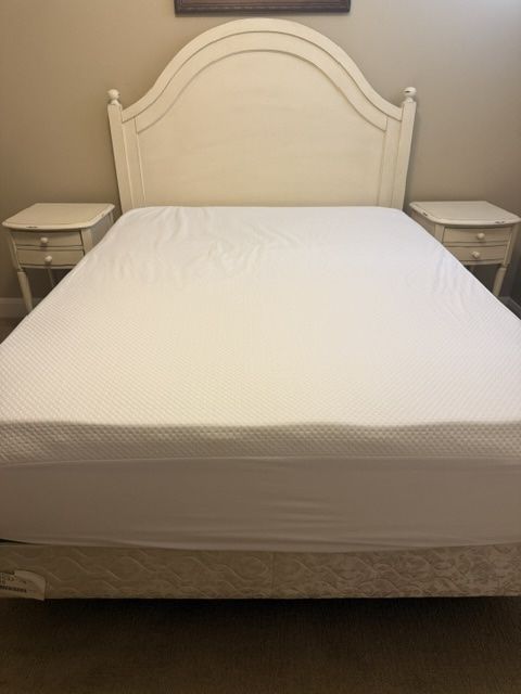 Pottery Barn headboard and 2 night stands